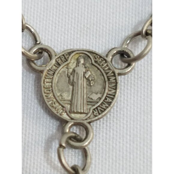 Vintage Rosary St Benedict and Lady of My Guadelupe Red Blue Yellow Beads - Picture 5 of 8